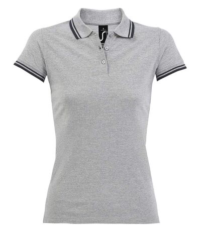 Polo femme - 00578 - gris et bleu marine