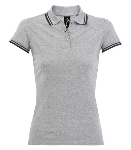 Polo femme - 00578 - gris et bleu marine