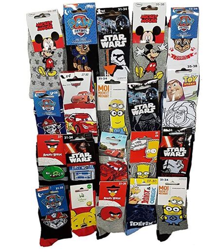 Chaussettes Licence fantaisie en Coton Vendu en Pack Surprise -Assortiment modèles photos selon arrivages- Pack de 6 Paires Garçon