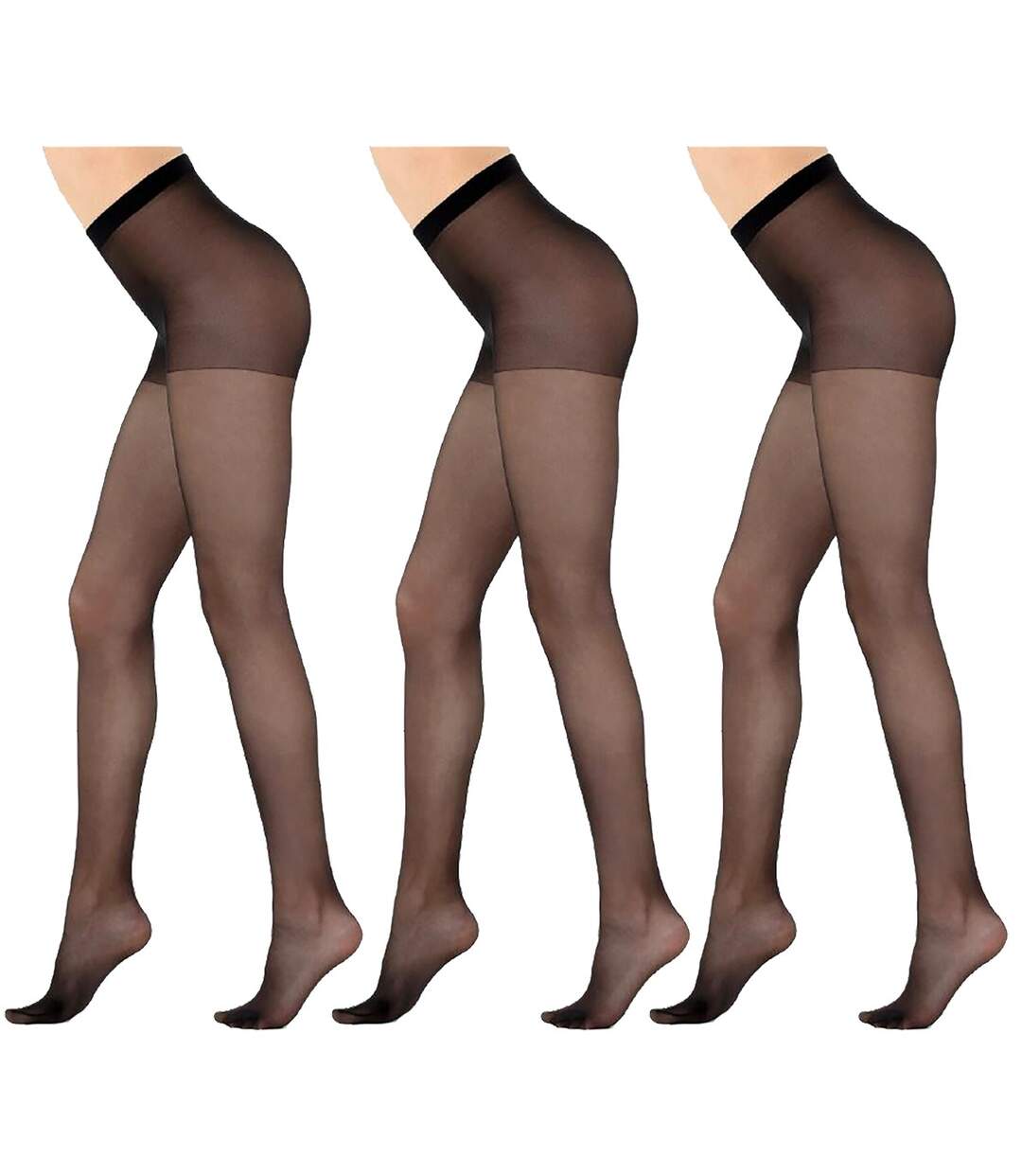 Collant Femme Confort et Résistance DIAMANTINO Pack de 3 Collants Voile Noir 15D-1