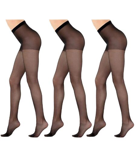 Collant Femme Confort et Résistance DIAMANTINO Pack de 3 Collants Voile Noir 15D