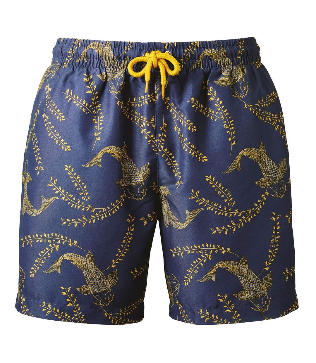 Short de bain pour homme - WB900 - bleu marine et jaune-1