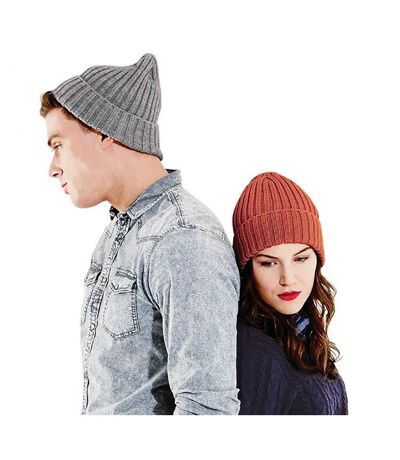 Beechfield Unisex Chunky Ribbed Winter Beanie Hat (Heather Grey) - UTRW4093