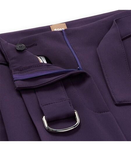 Womens/ladies Tapiana Relaxed Fit Trousers Purple Hugo Boss