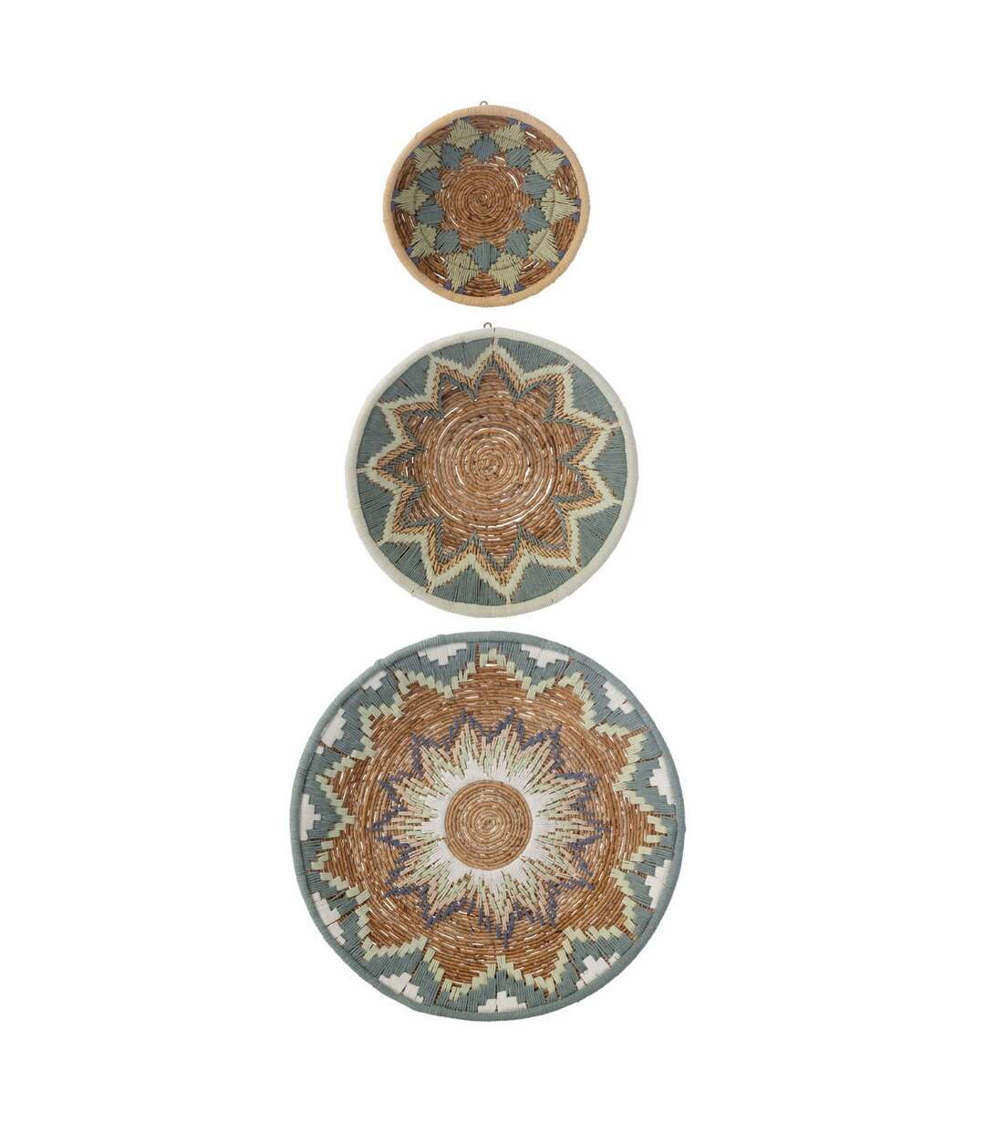 Lot de 3 Déco Murales Branche Bananier 76cm Bleu Clair-1
