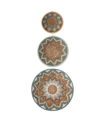 Lot de 3 Déco Murales Branche Bananier 76cm Bleu Clair