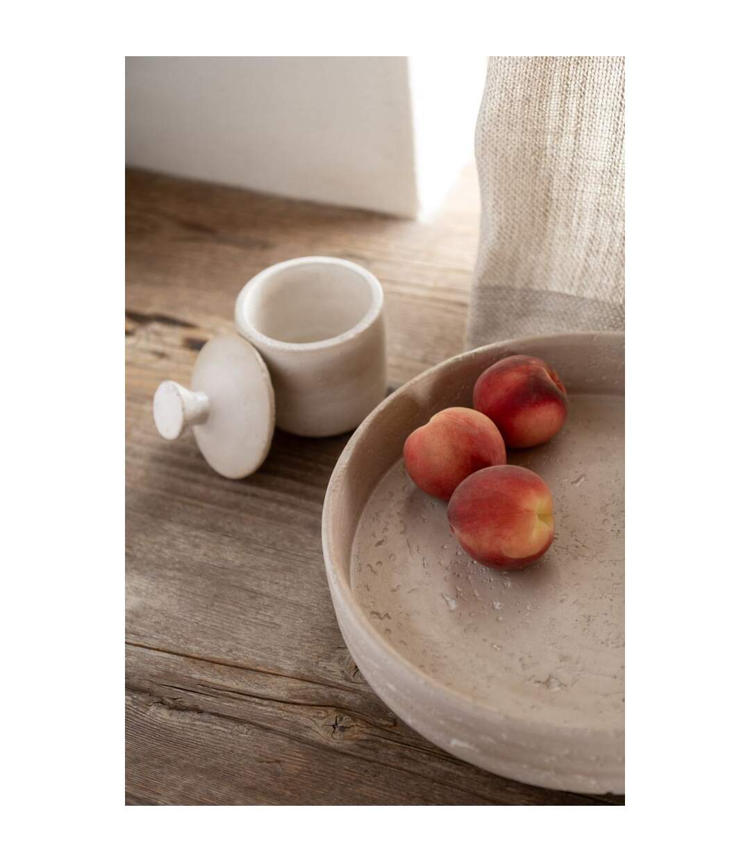 Plateau Déco en Ciment Olina 33cm Crème-4