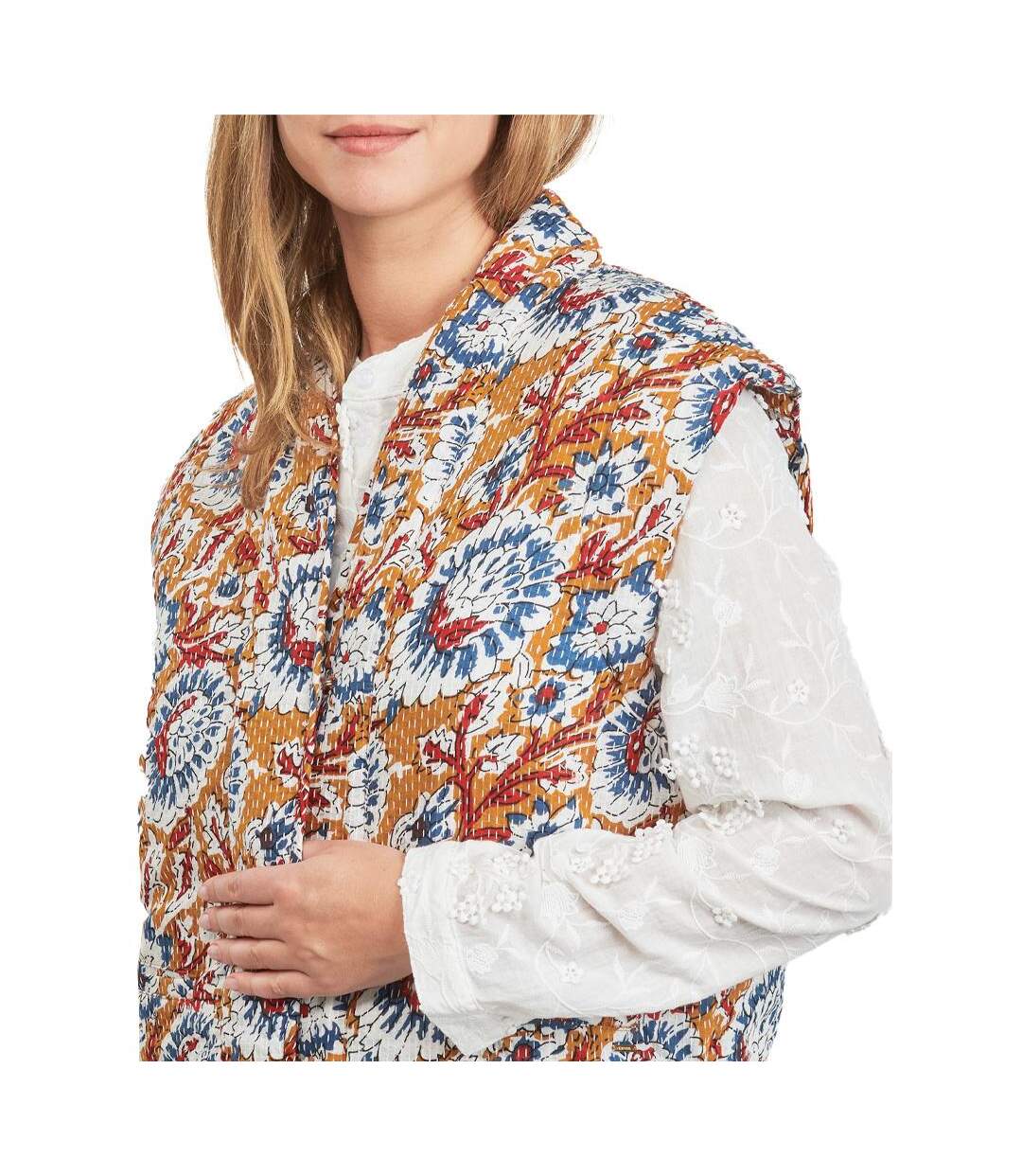 Veste légères à fleurs orange/bleu femme kaporal sonia-2