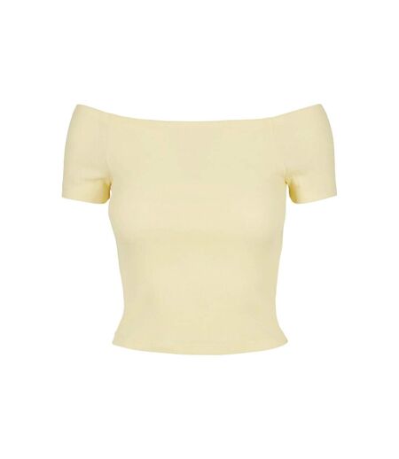 T-shirt Motif/style Côtelé Femme Jaune Pâle Urban Classics