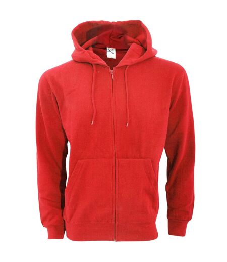 Sweatshirt Uni À Capuche Et Fermeture Zippée Homme Rouge SG