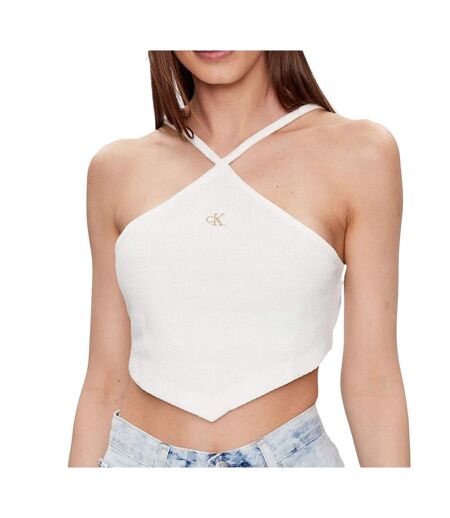 Top Blanc Femme Calvin Klein Jeans Waffle Halter - L