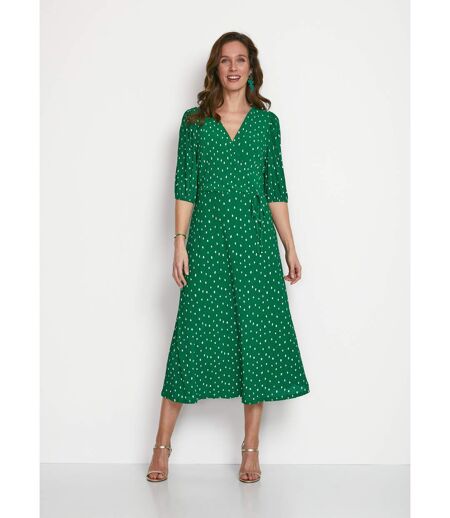 Robe mi longue cache-coeur pois