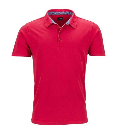 Polo homme manches courtes col imprimé - JN712 - rouge