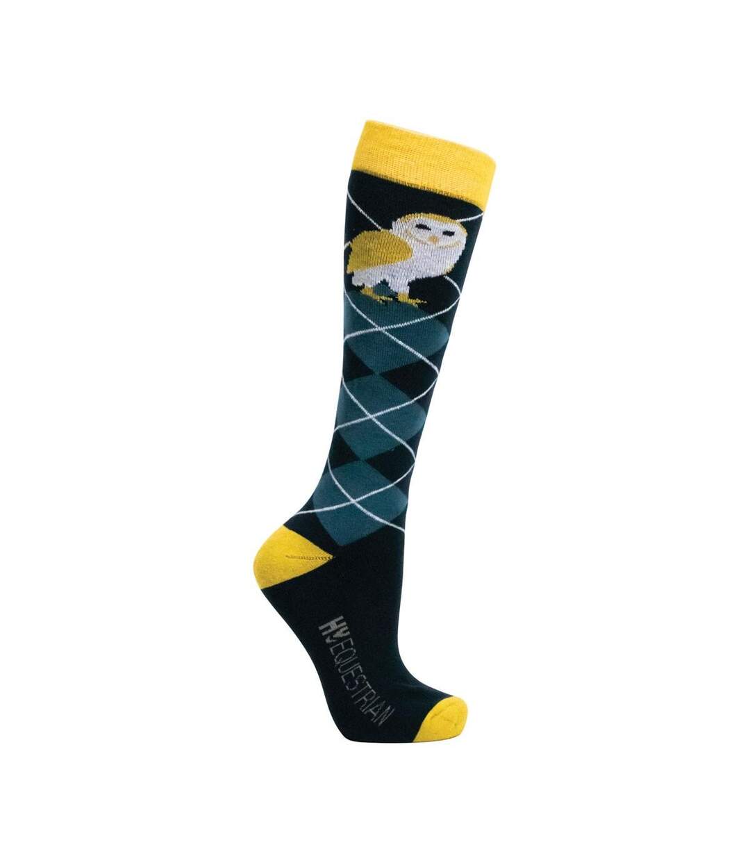 Pack Of 3  Womens/ladies Night Owl Socks  Navy Yellow Hy-2