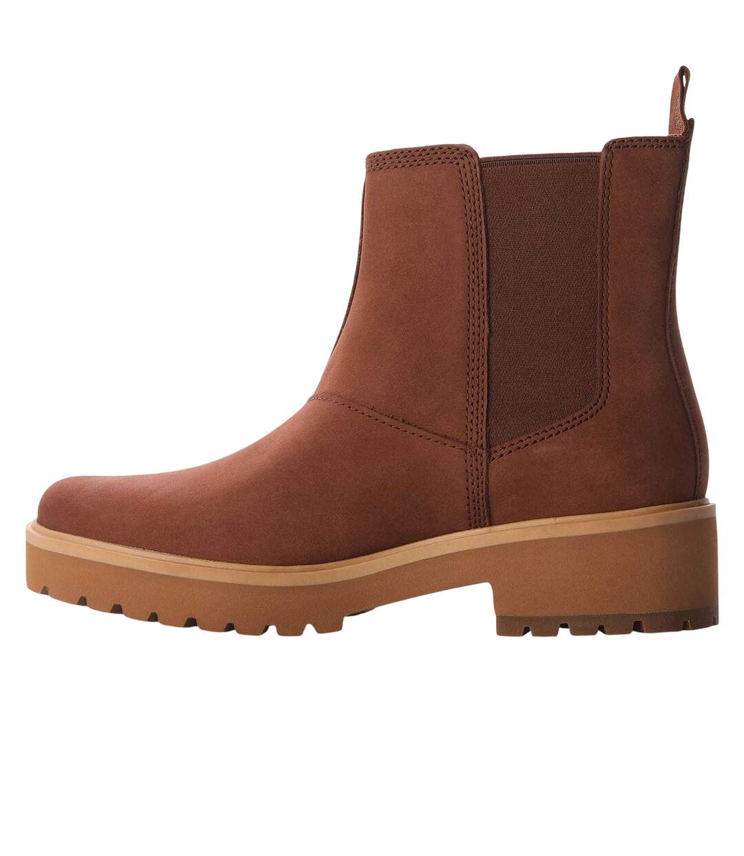 Womens/ladies Cool Leather Block Heel Chelsea Boots Brown Timberland-2