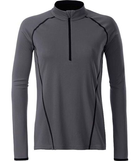 Maillot running respirant manches longues - Femme - JN497 - gris titane