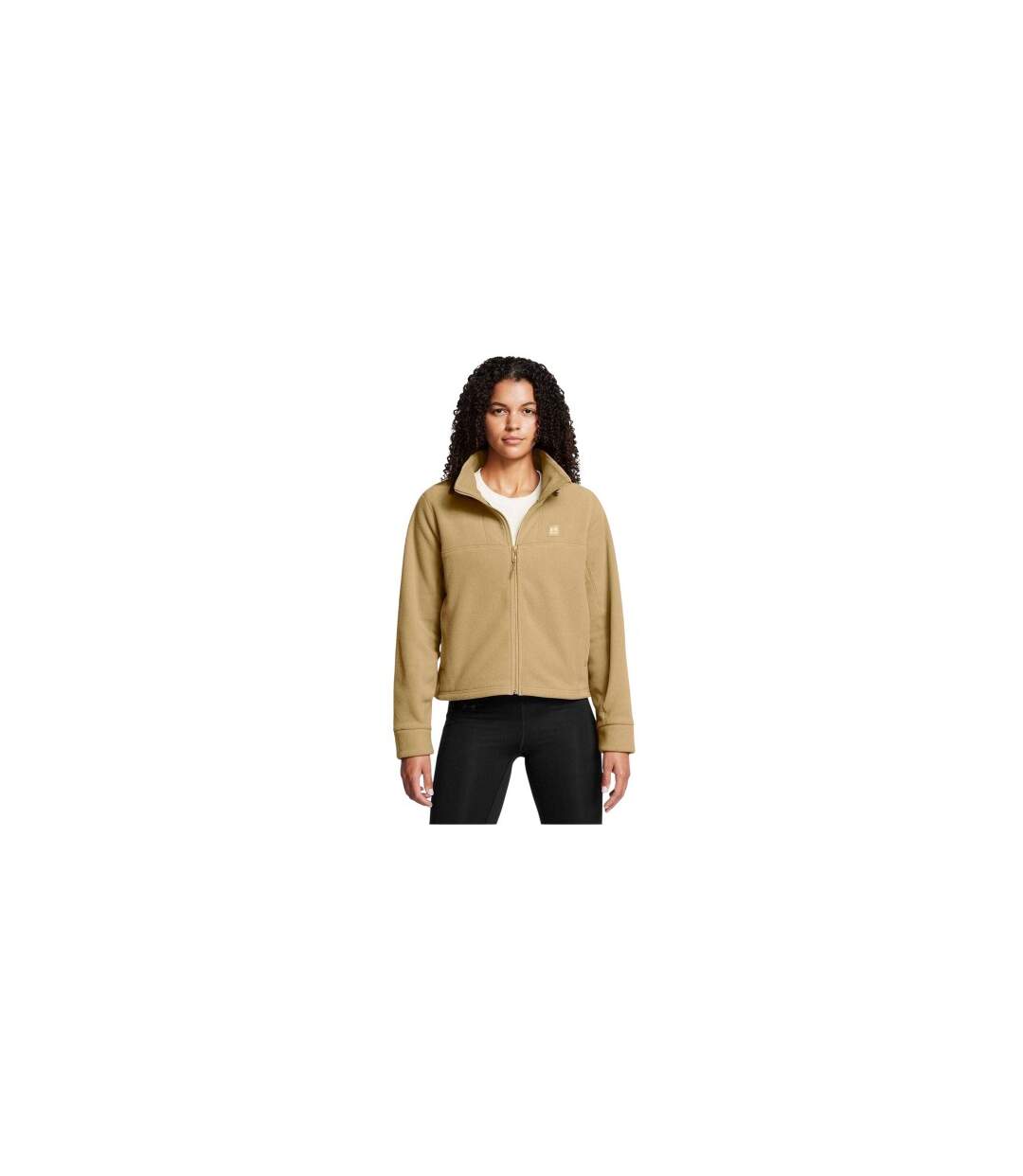 Womens/ladies Expanse Fleece High Collar Full Zip Hoodie Brown Under Armour-1