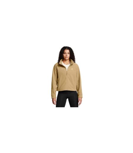Womens/ladies Expanse Fleece High Collar Full Zip Hoodie Brown Under Armour