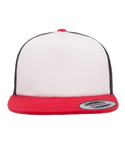 Flexfit By  Foam Trucker Cap With White Front Black White Red Yupoong