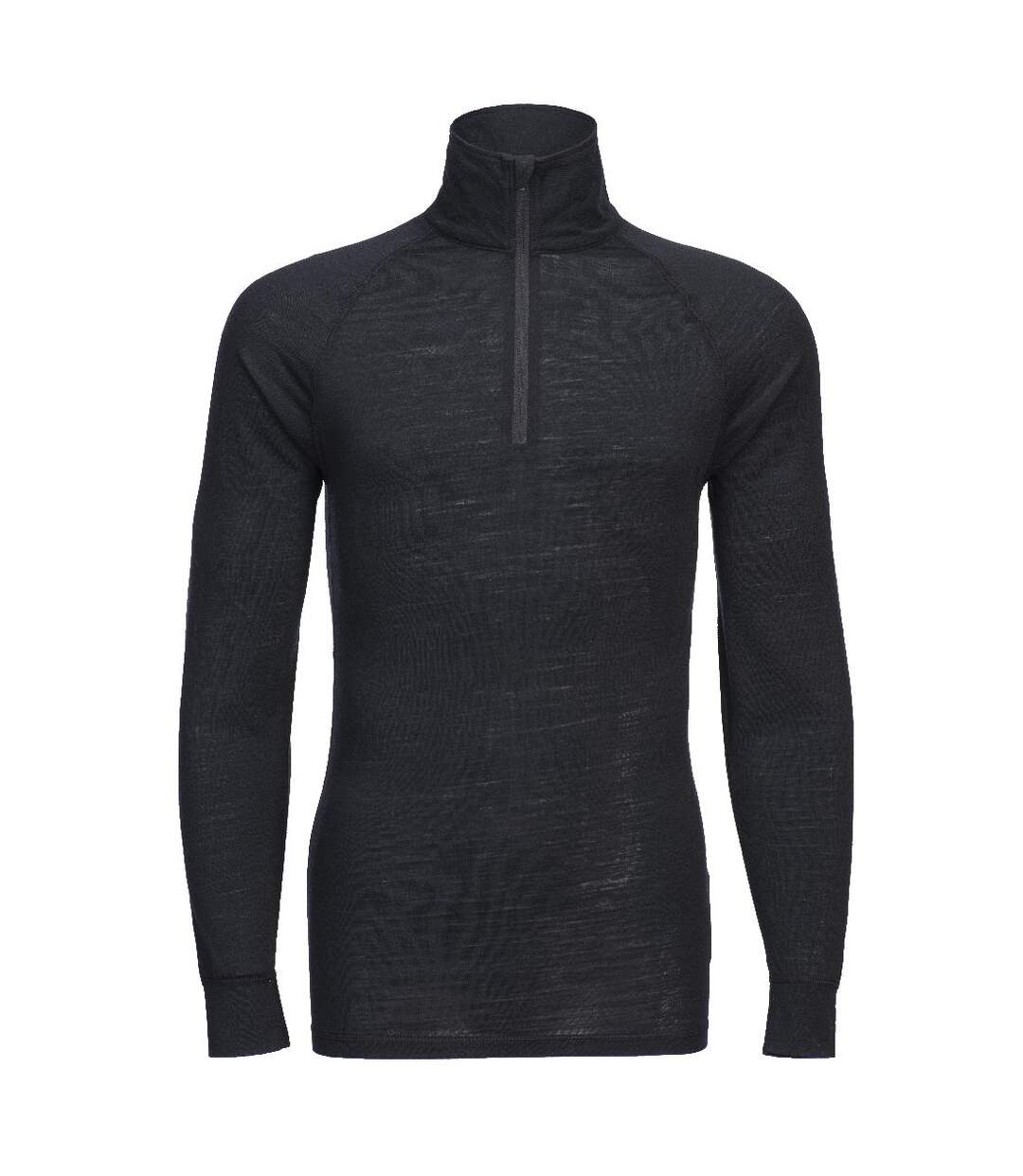 Unisex Adult Merino Wool Quarter Zip Base Layer Top Black Portwest-1