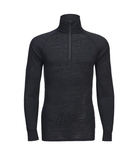 Unisex Adult Merino Wool Quarter Zip Base Layer Top Black Portwest