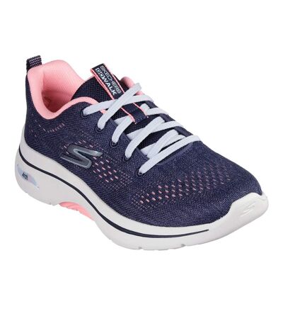 Womens/ladies go walk arch fit 2.0 vivid sunset trainers navy/hot pink Skechers