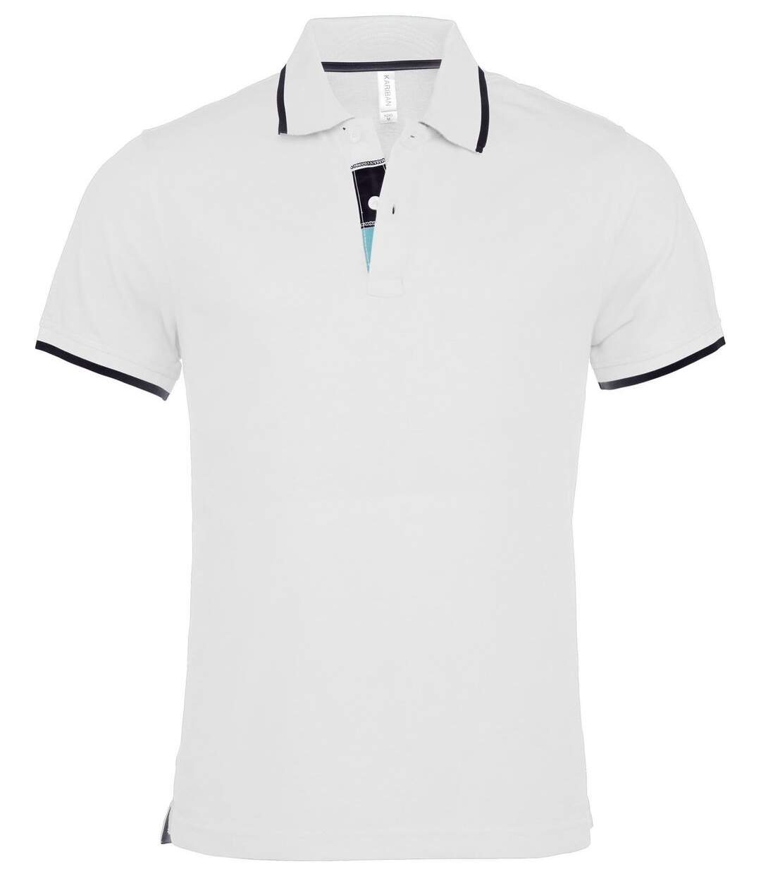 Polo homme inserts contrastés - manches courtes - K245 - blanc