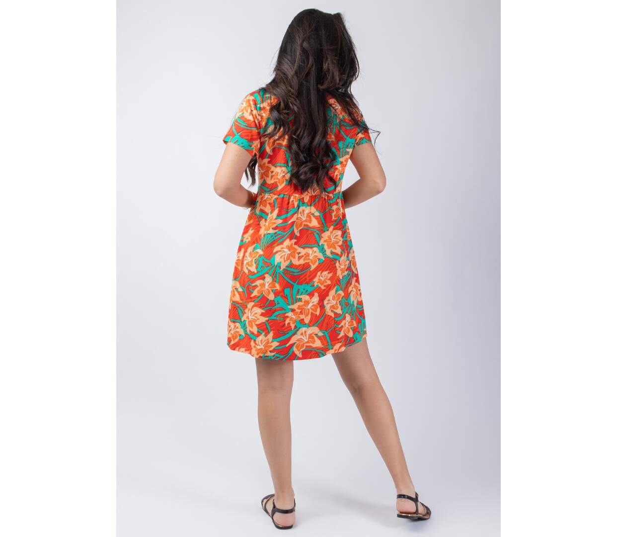 Robe courte été coupe ample MAJA motif fleuri lumineux Coton Du Monde-4