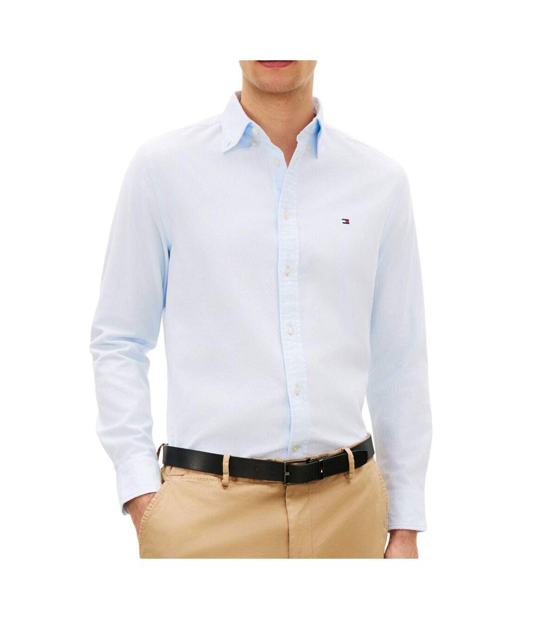 Chemise bleu clair homme tommy hilfiger flex dobby-1