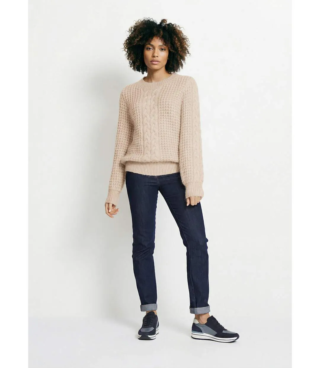 Pull chaud col rond maille moelleuse fantaisie-3
