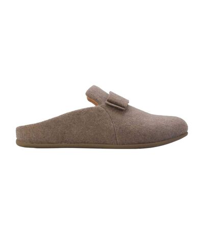 Womens/ladies Chrissie Ii Haus E01 Bow Felt Slippers Grey Fit Flop