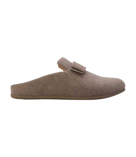Womens/ladies Chrissie Ii Haus E01 Bow Felt Slippers Grey Fit Flop