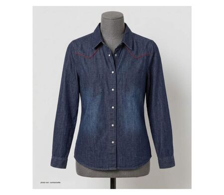 MAYFLOWER DIAMANT1B – Chemisier en jean bleu pour femme : le style western chic et authentique