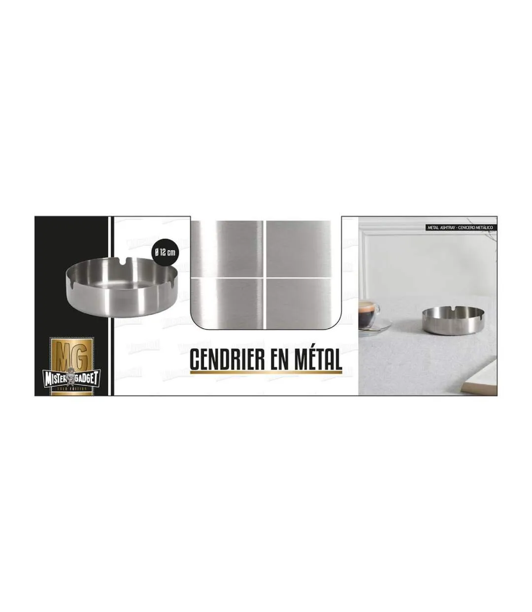 Cendrier Design Rond Métal 12cm Argent-4