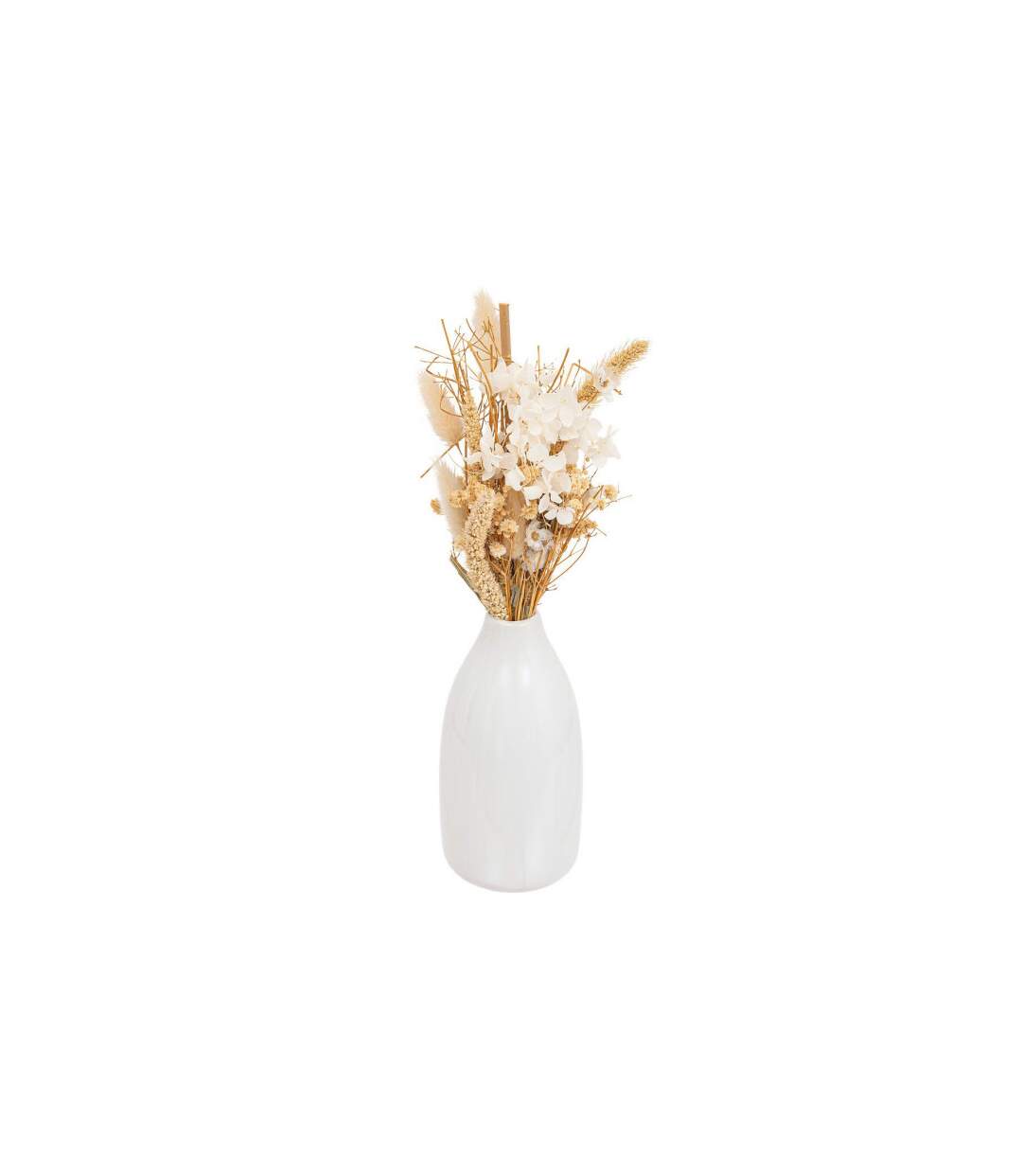 Composition de Fleurs Séchées Vase 25cm Blanc-1