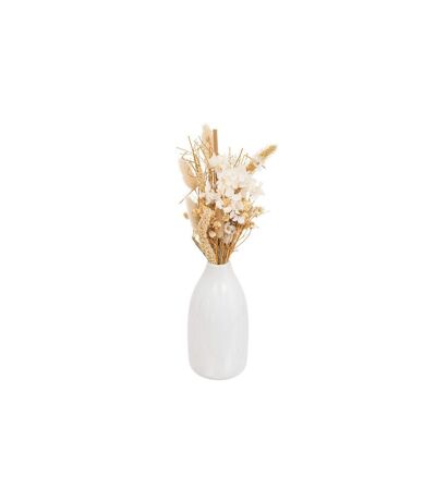 Composition de Fleurs Séchées Vase 25cm Blanc
