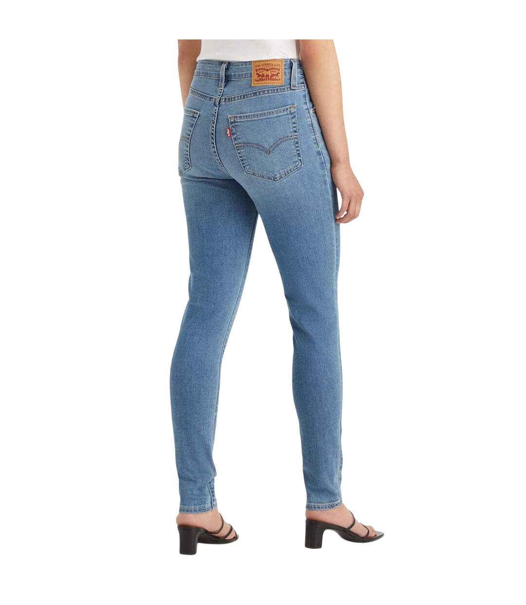 Womens/ladies 721 Leather Patch High Rise Skinny Jeans Blue Levis-3