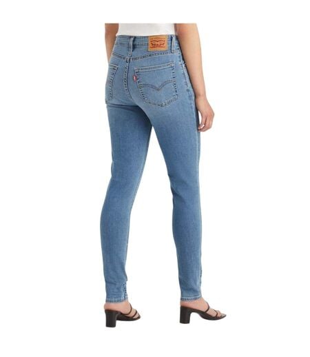 Womens/ladies 721 Leather Patch High Rise Skinny Jeans Blue Levis