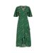 Robe Portefeuille Manches Volantées Motif/style Imprimé Léopard Femme Vert Mela London-2