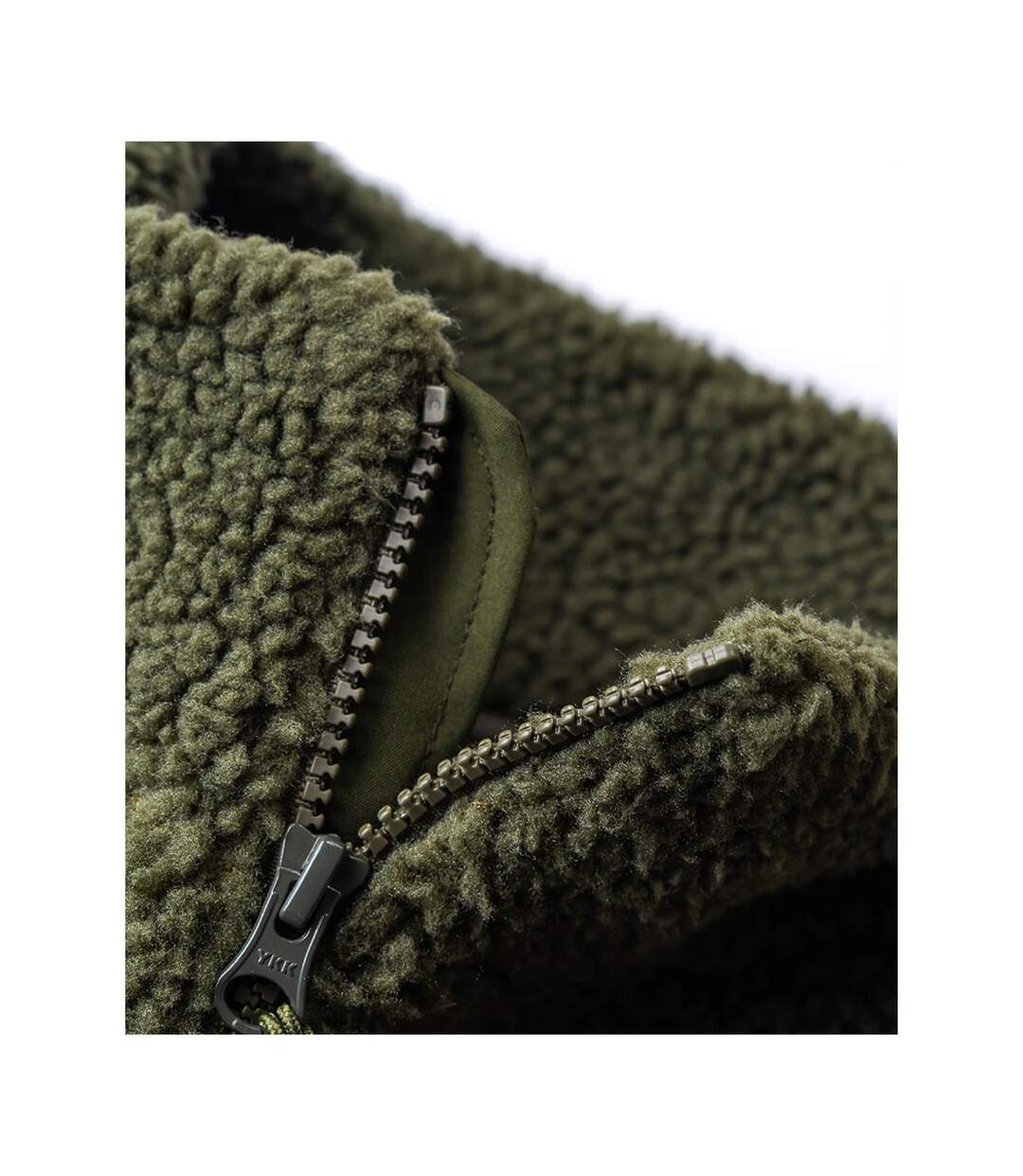 Unisex Adult Borg Quarter Zip Fleece Jacket Olive Green Ravine-4