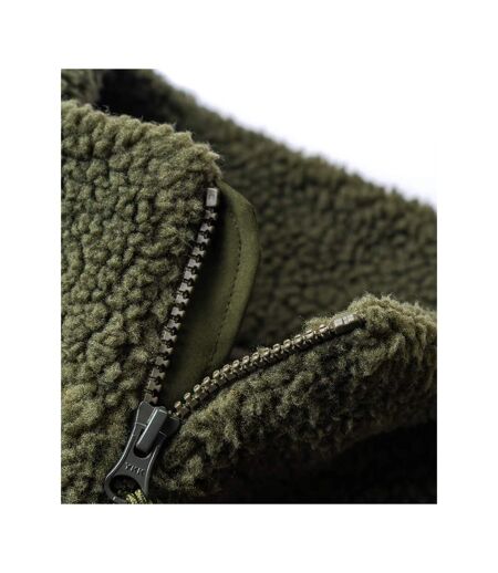 Unisex Adult Borg Quarter Zip Fleece Jacket Olive Green Ravine
