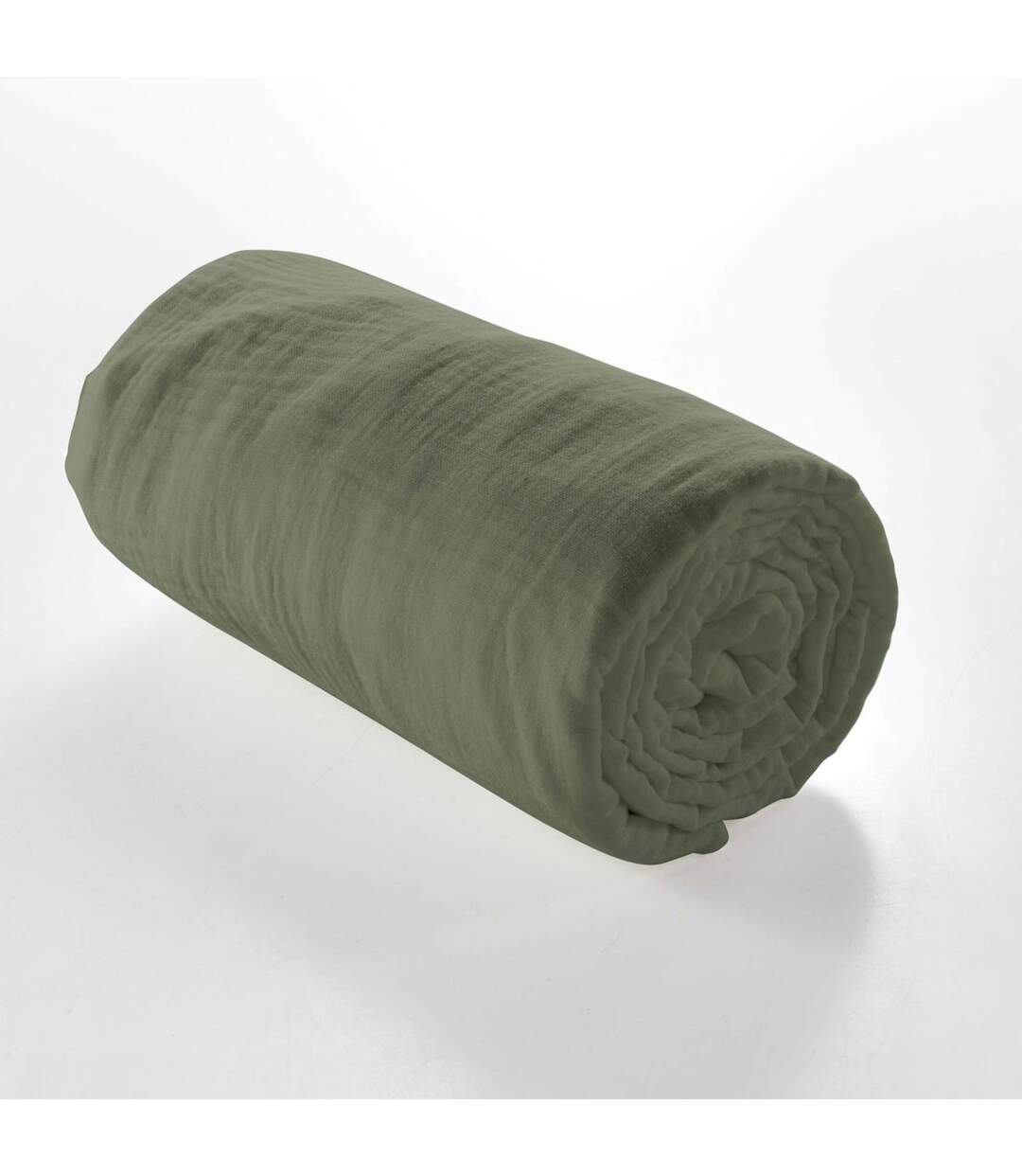 Drap Housse en Gaze de Coton Angelia 140x190cm Kaki-2