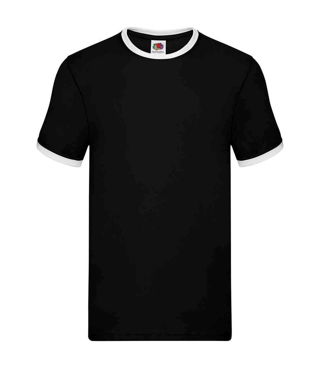 T-shirt ringer homme noir / blanc Fruit of the Loom-1