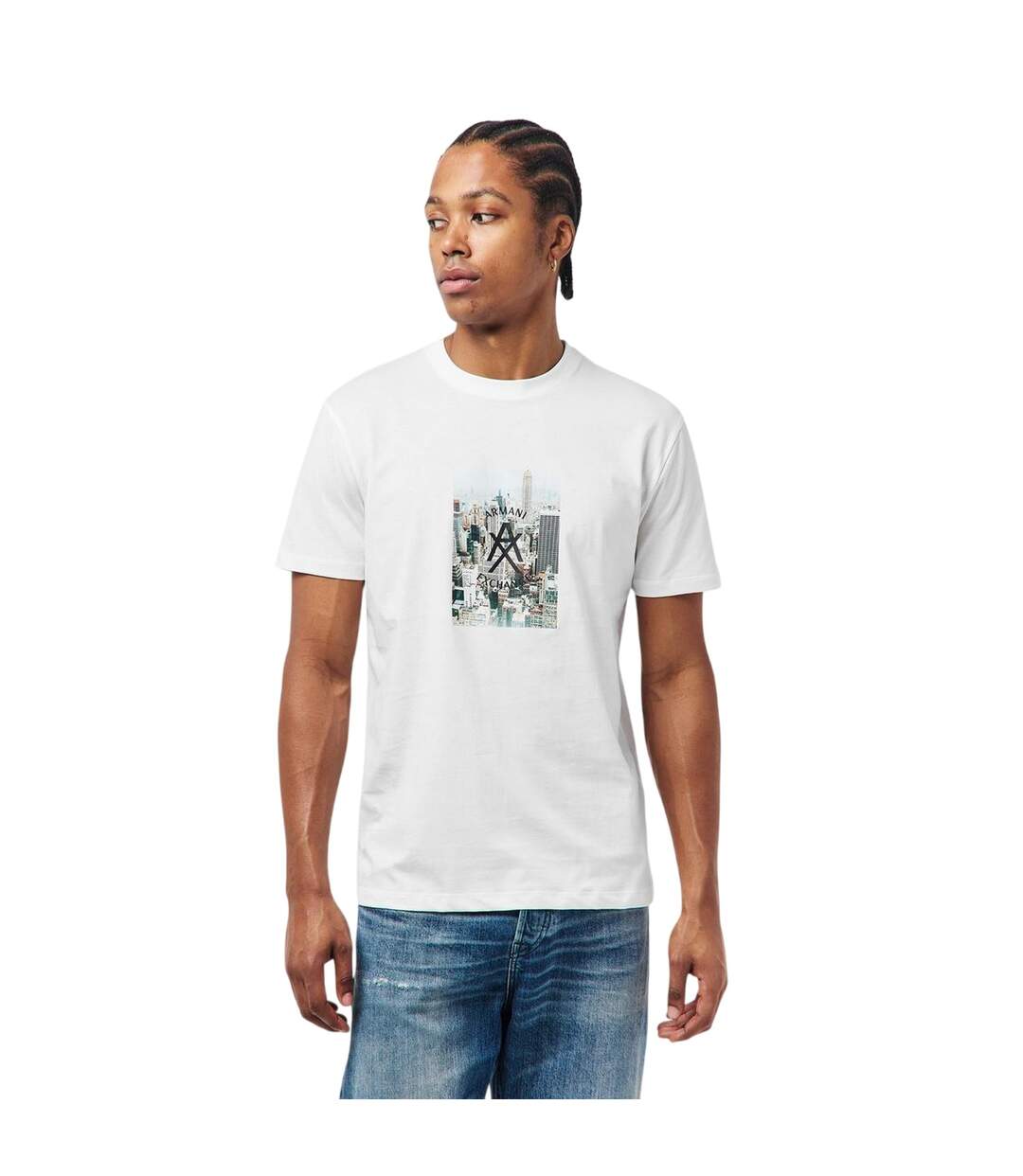 T-shirt Motif/style Ligne D´horizon Homme Blanc Cassé Armani Exchange-4