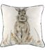 Oakwood hare cushion cover one size off white/brown/grey Evans Lichfield-1