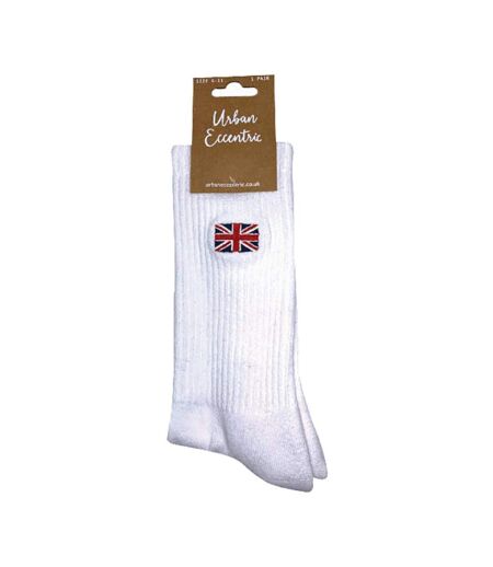 1 Pack Mens Novelty Union Jack Motif White Socks