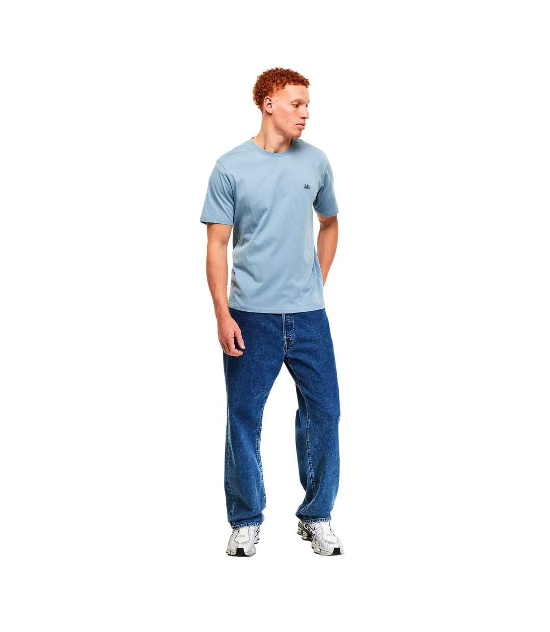 Mens 30/1 Tonal Logo Jersey T-shirt Blue C.P. Company-4