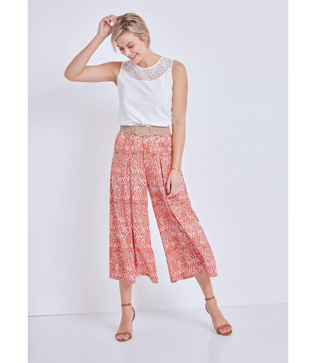 Jupe-culotte taille élastiquée ample-4
