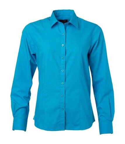 chemise popeline manches longues - JN677 - femme - bleu turquoise