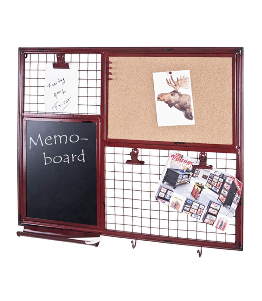 Tableau Mémo en Métal Pense Bête 57cm Rouge-2